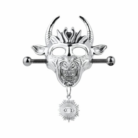 Kiotos - Demonic Mask  met hanger - Tepelklemmen met ketting