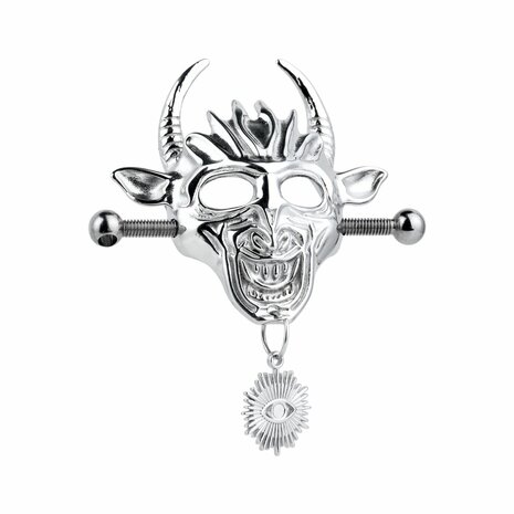 Kiotos - Demonic Mask  met hanger - Tepelklemmen met ketting