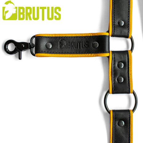 Brutus - Lederen Beenharnas - Verstelbaar- Zwart/Geel