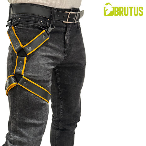 Brutus - Lederen Beenharnas - Verstelbaar- Zwart/Geel