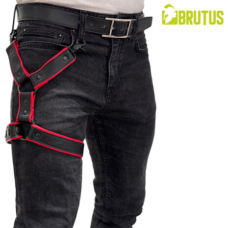 Brutus - Lederen Beenharnas - Verstelbaar- Zwart/Rood