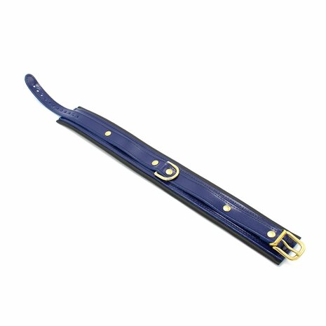 Kiotos Leather - Collar Leder - Blauw/Zwart - Gouden Hardware