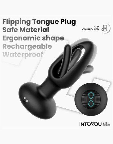IY Zack - Anale plug met bewegende tong - Met App Control - Zwart