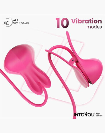 IY Tickly - Vibrerende Tepelklemmen met ketting - App Control - Roze