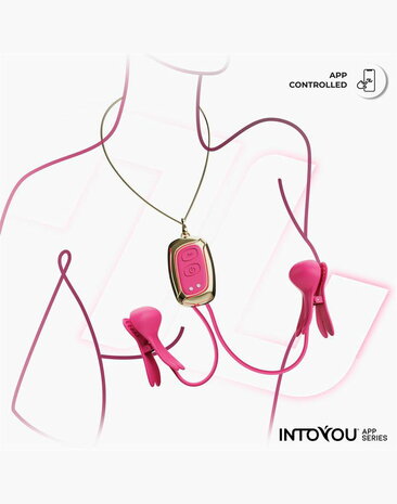 IY Tickly - Vibrerende Tepelklemmen met ketting - App Control - Roze