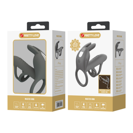 Pretty Love - Matty - Master Vibrerende Cockring - Grijs