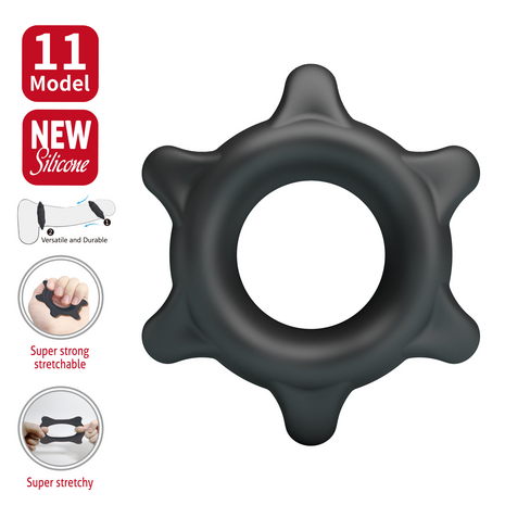 Crazy Bull - Ethaniel - Super Soft Siliconen Cockring - Model 11 - Zwart