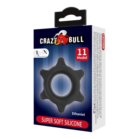 Crazy Bull - Ethaniel - Super Soft Siliconen Cockring - Model 11 - Zwart