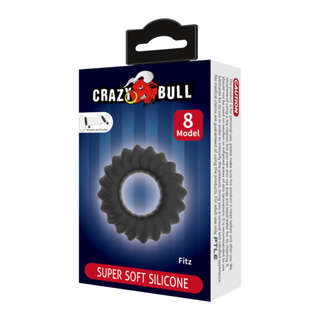 Crazy Bull - Fitz - Super Soft Siliconen Cockring - Model 8 - Zwart