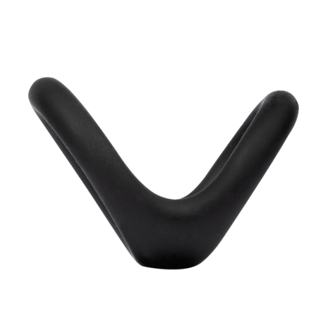 Rimba - Rekbare Siliconen Dubbele Cockring - Zwart - Maat M