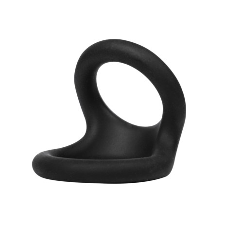 Rimba - Rekbare Siliconen Dubbele Cockring - Zwart - Maat L