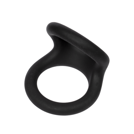 Rimba - Rekbare Siliconen Dubbele Cockring - Zwart - Maat L