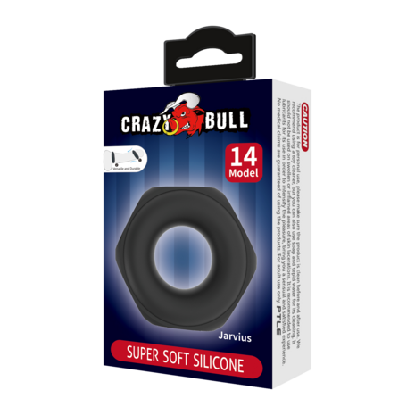 Crazy Bull - Jarvius - Super Soft Siliconen Cockring - Model 14 - Zwart