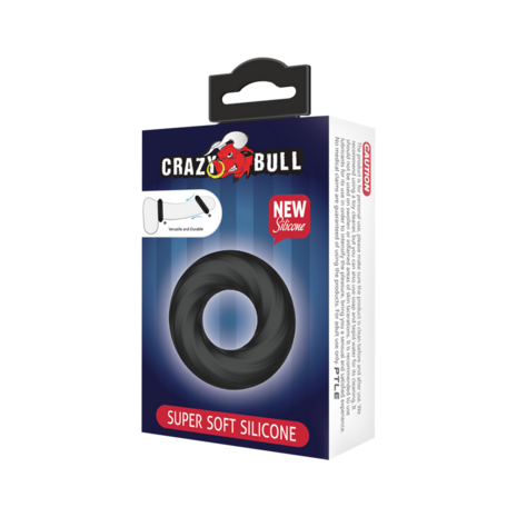Crazy Bull - Super Soft Siliconen ring - Model 6 - Zwart