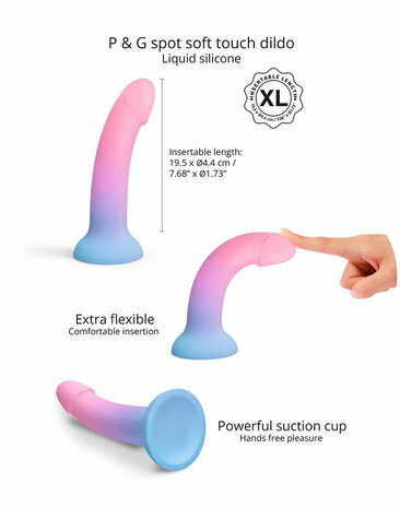 Love to Love - Utopia - Dildolls - Gladde Dildo - Roze/Violet/Blauw - Maat XL