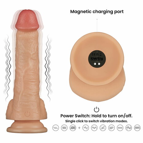 LoveToy - Ingen - Vibrerende Strap-on Set - Lengte 20 cm - Lichte Huidskleur - Maat XS/S/M