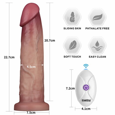 Lovetoy - Sliding Skin Vibrerende Dildo Pro II - Met Afstandsbediening - 23 cm - Lichte Huidskleur