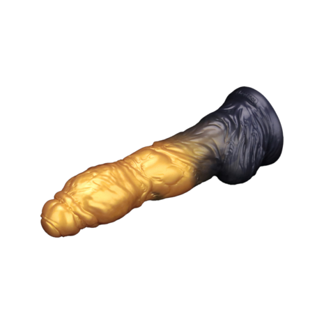 LoveToy - Dual Density Siliconen - Opblaasbare Dildo - Goud/Zwart - 25 cm