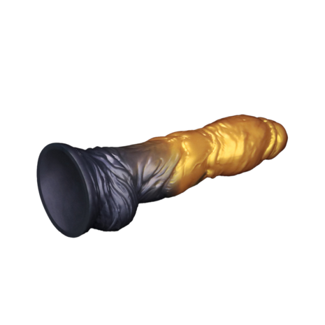 LoveToy - Dual Density Siliconen - Opblaasbare Dildo - Goud/Zwart - 25 cm