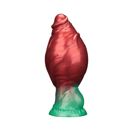 LoveToy - Dual Density Siliconen - Opblaasbare Dildo - Rood/Groen - 19 cm