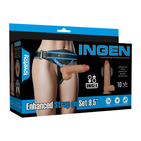 LoveToy - Ingen - Vibrerende Strap-on Set - Lengte 24 cm - Lichte Huidskleur - Maat XS/S/M