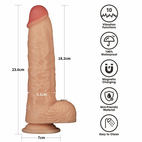 LoveToy - Ingen - Vibrerende Strap-on Set - Lengte 24 cm - Lichte Huidskleur - Maat XS/S/M