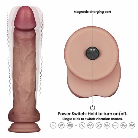 Lovetoy - Sliding Skin Vibrerende Dildo Pro II - Met Afstandsbediening - 25 cm - Lichte Huidskleur  