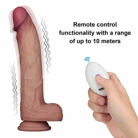 Lovetoy - Sliding Skin Vibrerende Dildo Pro II - Met Afstandsbediening - 25 cm - Lichte Huidskleur  