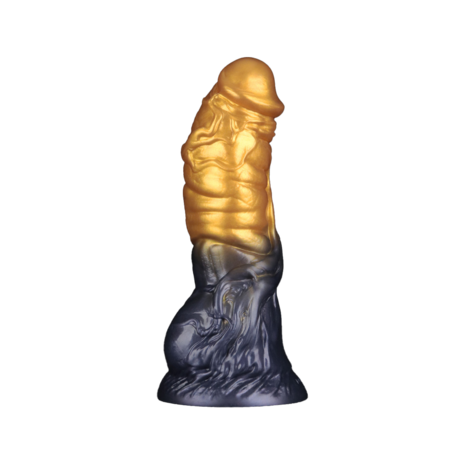 LoveToy - Dual Density Siliconen - Opblaasbare Dildo - Goud/Zwart - 19 cm