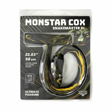 Kiotos - Monstar Cox Snakemaster - Lange Anaal Dildo - Zwart/Goud - Maat XL