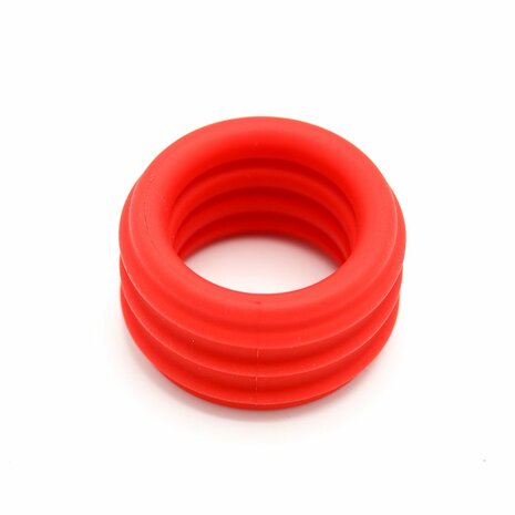 Kiotos - 2 in 1 Siliconen Cockring & Ball Stretcher - Rood/Zwart