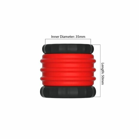 Kiotos - 2 in 1 Siliconen Cockring & Ball Stretcher - Rood/Zwart