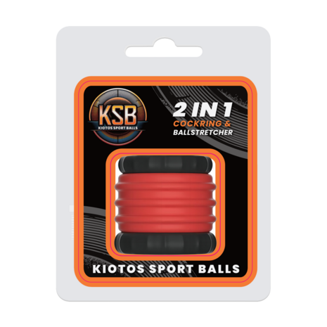 Kiotos - 2 in 1 Siliconen Cockring & Ball Stretcher - Rood/Zwart