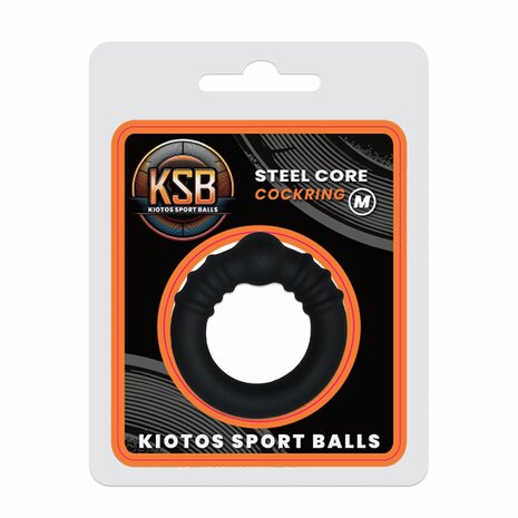 Kiotos - Siliconen Cockring met Stalen Kern - Zwart - Maat M