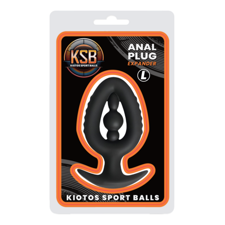 Kiotos - Siliconen Anaal Plug - Expander met Kraal - Zwart - Maat L