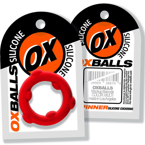 Oxballs - Spinner - Siliconen Cockring - Rood