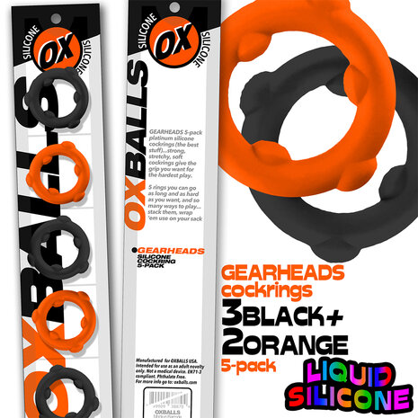 Oxballs - Gearheads - Spinner Cockringen Set - 5 stuks - Oranje/Zwart