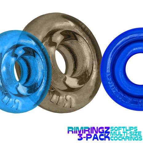 Oxballs - Rimringz - Multisize Pack 3 stuks - Cool Blues - Blauw/Transparant