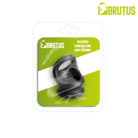 Brutus - Viceversa- Superzachte Siliconen Penis- en Scrotumring - Zwart
