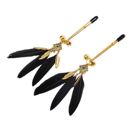 Rimba - Tepelklemmen met Veren - Zwart/Goud