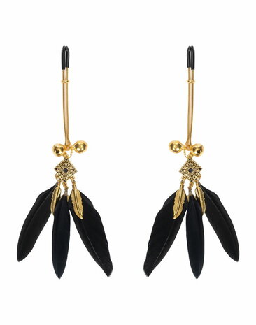 Rimba - Tepelklemmen met Veren - Zwart/Goud