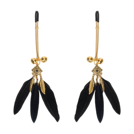 Rimba - Tepelklemmen met Veren - Zwart/Goud