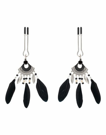 Rimba - Tepelklemmen met Veren - Zwart/Zilver