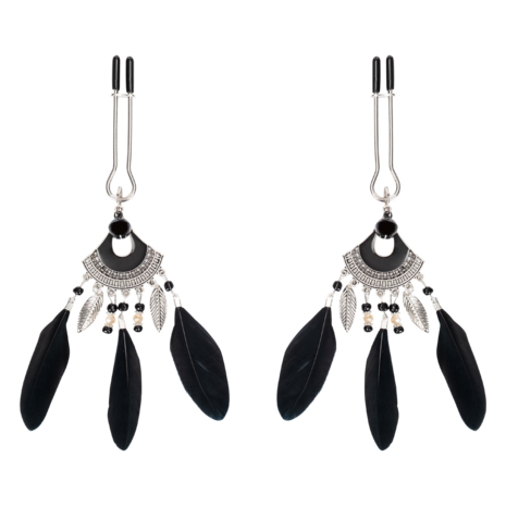 Rimba - Tepelklemmen met Veren - Zwart/Zilver