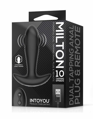 IY Milton - Vibrerende Buttplug met Dubbele Klopfunctie en Afstandsbediening - Zwart