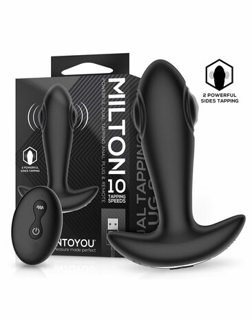 IY Milton - Vibrerende Buttplug met Dubbele Klopfunctie en Afstandsbediening - Zwart