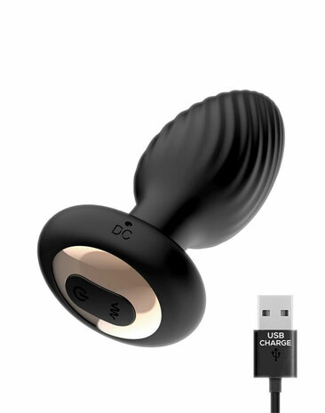 IY Drago - Vibrerende Buttplug - 360° Twister Beweging met Afstandsbediening - Zwart