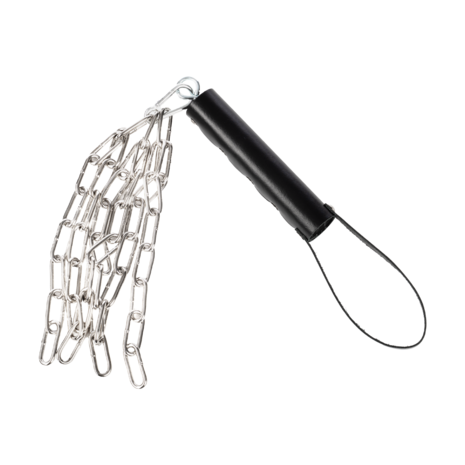 Rimba - Lederen Zweep met Metalen Ketting - Zwart & Zilver