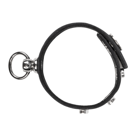 Rimba - Leren Cockring met Metalen O-Ring - Zwart & Zilver