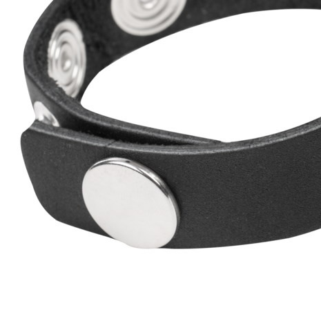 Rimba - Leren Cockring met Metalen O-Ring - Zwart & Zilver